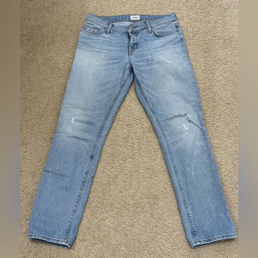 Hudson Jeans Riley Cropped Relaxed Straight Jeans Mid Rise Light Blue Sz 26 EUC